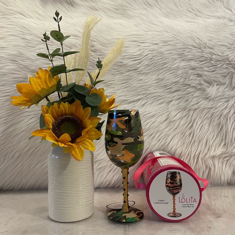 Lolita Love My Wine (Enesco Designs By) “Camo” Wine Glass